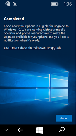 Windows 10 Upgrade Adviser App Updated Completed screenshot