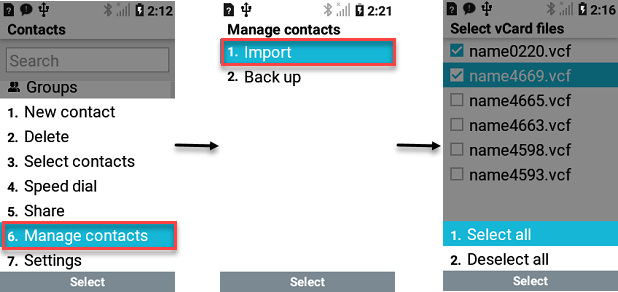 LG Exalt LTE Manage Contacts screenshot