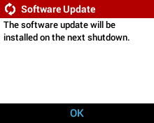 User Initiated Software Update - Software Update Installed on Next Shutdown