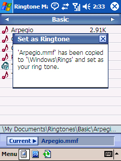 Ringtone Set confirmation