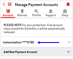 Image: MVM Edit Payment Accounts Screenshot