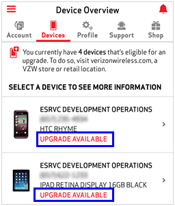 Image: MVM Upgrade Eligibility Screenshot