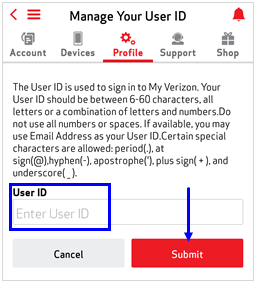 Image: MVM Change User ID Screenshot