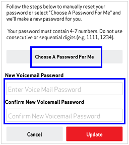 Image: MVM Change Voice Mail Password Screenshot