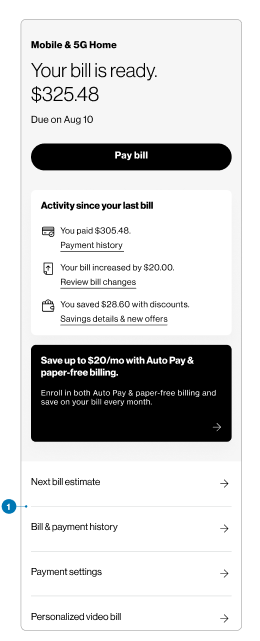 Past bills screenshot