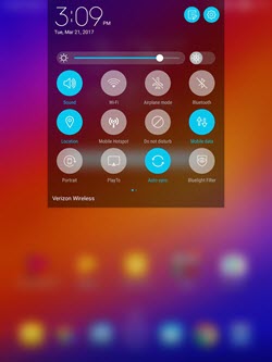 Asus Zenpad Z10 Quick Settings screenshot