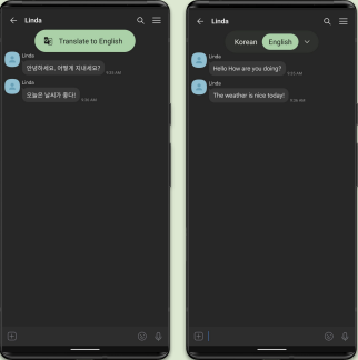 Google Pixel 6 Pro Chat Translation screenshot