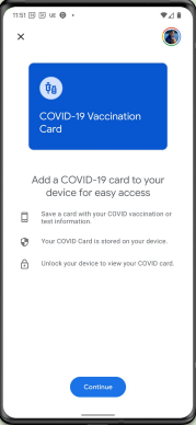 Google Pixel 5 Vaccination screenshot