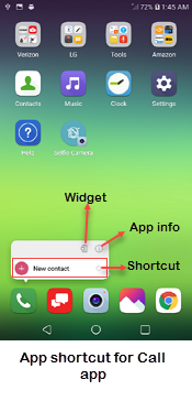 LG G5 App Shortcuts screenshot