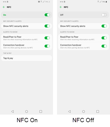LG G8 OS 11 Tap and Pay NFC screenshot