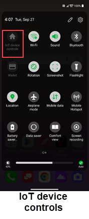 LG Q70 OS 12 IoT Device Controls screenshot