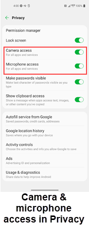 LG Q70 OS 12 Privacy screenshot