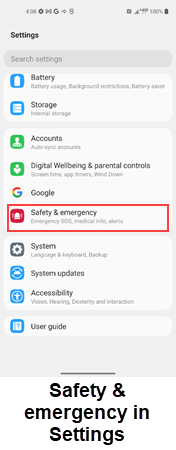 LG Q70 OS 12 Safety and Emergency screenshot