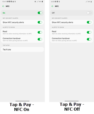 LG V50 Tap and Pay screenshot