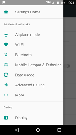 Motorola Maxx 2 Settings Navigation screenshot