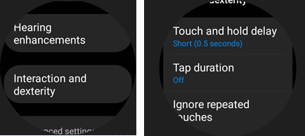 Samsung Galaxy Watch4 Accessibility screenshot