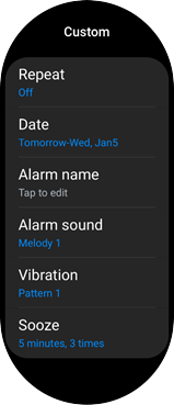 Samsung Galaxy Watch4 Classic Alarms screenshot