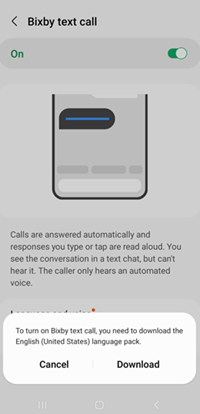 Samsung Galaxy One UI 5.1 Bixby Text Call screenshot