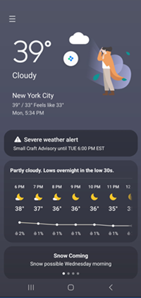 Samsung Galaxy One UI 5.1 Weather Widget screenshot