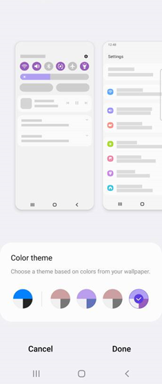Android OS 12 Update Color Themes screenshot
