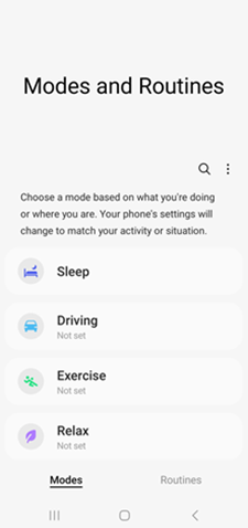 Android OS 13 Update Modes and Routines screenshot