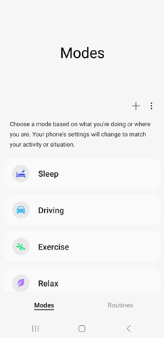 Android OS 13 Modes and Routines screenshot