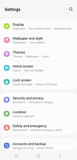 Samsung Galaxy S21 Security and Privacy screenshot