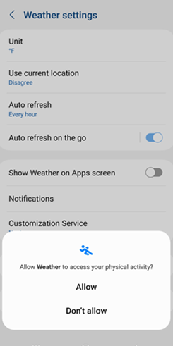 Samsung Galaxy S21 Weather Widget screenshot