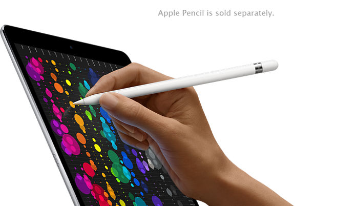 Apple iPad Pro shown with Apple Pencil. Apple Pencil is sold separately.