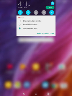 Asus Zenpad Z10 Notification Settings screenshot