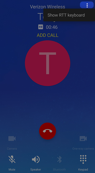 Menu then show RTT keyboard