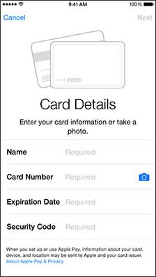 Enter card information