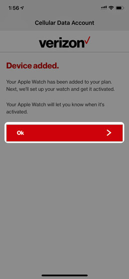 Device Added screen