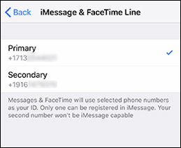 Select iMessage & FaceTime Line