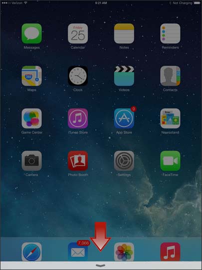 Touch and hold bottom of screen