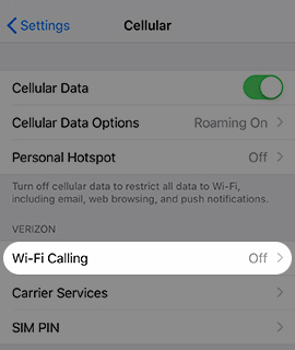 Apple Iphone Turn Wi Fi Calling On Off Verizon