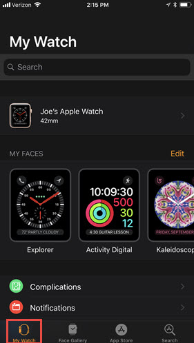 My Watch tab