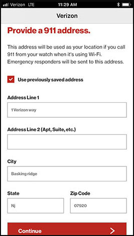 Provide e911 address