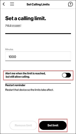 Set Calling Limits with Alert switch