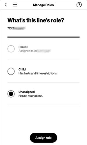 Manage Roles with available options