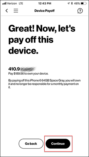 Payment method screen
