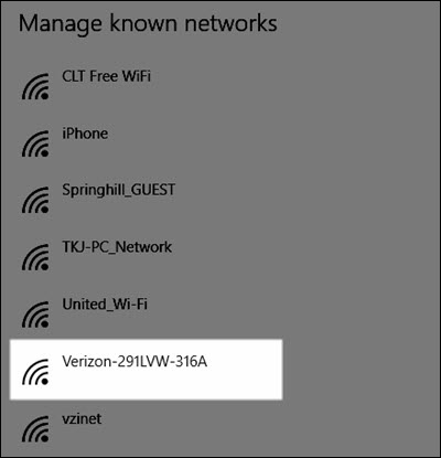 Windows manage known networks