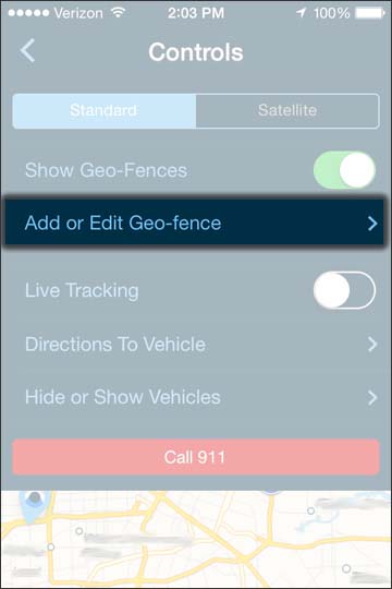 Tap Add or Edit Geo-fence