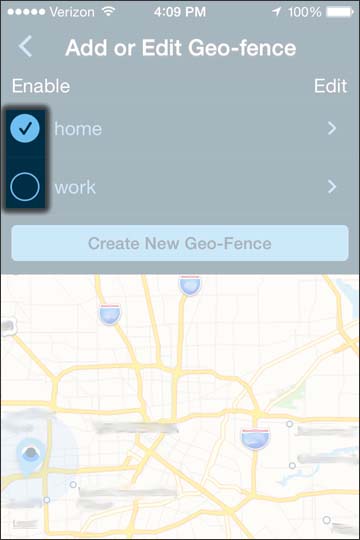 Tap the Enable circle