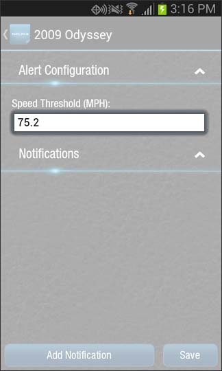 Enter a speed threshold
