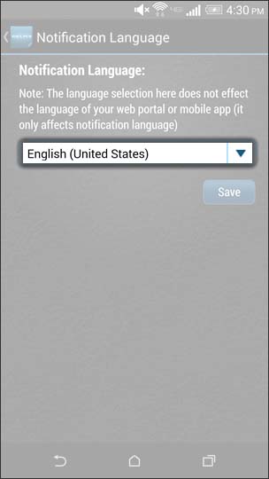 Tap the drop-down menu