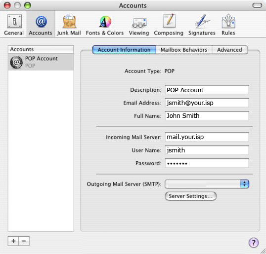 setup mac sierra for outgoing mail server