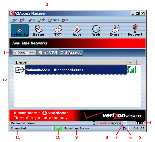 Image of VZAccess Manager main screen icon callout