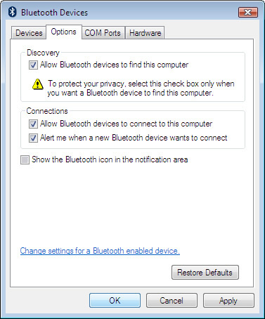 How To Enable Bluetooth Windows Vista