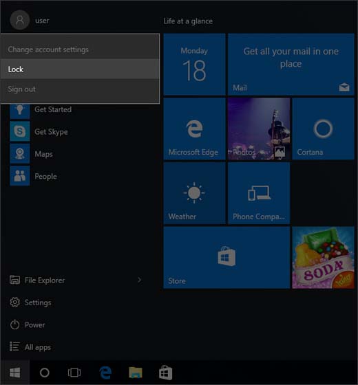 Start Menu with Lock